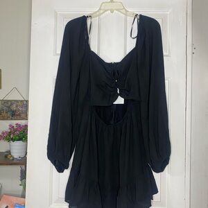 Forever 21 Black Long-Sleeve Cutout Mini Dress